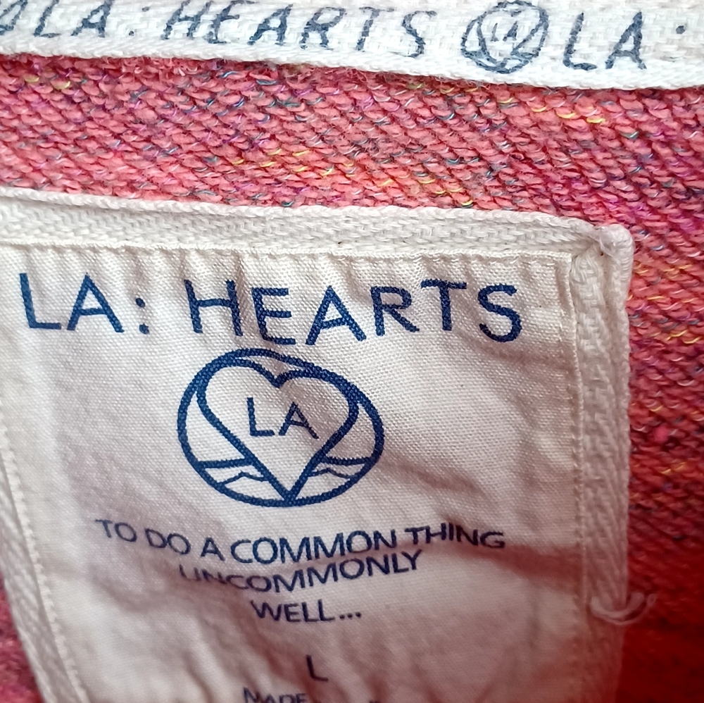 EUC LA Hearts Coral/Salmon Color Pullover Hoodie - Women's Size Large - Picture 6 of 6